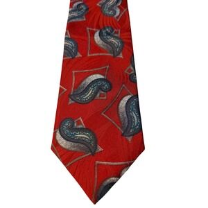Wembley‎ Necktie Red Blue Geometric Paisley Vintage 70s Professional Tie